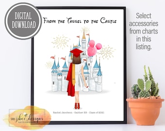 Magical Graduation Portrait, Class of, Tassel to Castle, Graduate Personalized Keepsake, Print at Home Gift for Her (Digital Download)