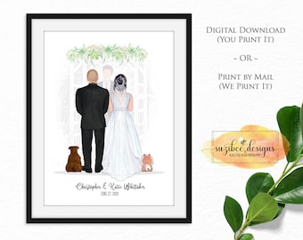 Wedding Gift, Wedding Couple Portrait, Personalized Wedding Gift, Wedding Gift Print, Anniversary Gift, Last Minute Wedding Gift Ideas