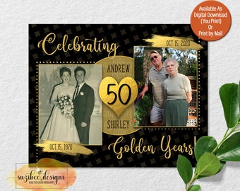 50th Anniversary Gifts, 50th Wedding Anniversary, 50th Anniversary Gifts for Parents, Golden Anniversary, 1970, Now & Then, Gift Ideas