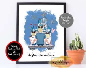 Adventure Kingdom Family Print, Magical Theme Park Family Portrait, Happiest Day on Earth Keepsake, Personalized Digital Download or Print