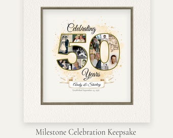 Custom 50th Anniversary Photo Collage, Personalized Years Married Keepsake (Digital Download)