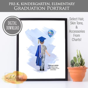 Pre-K, Kindergarten, Elementary Graduation Gift, Graduation Portrait, Class of 2023, Personalized Keepsake, Print at Home Gift