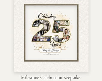 Custom 25th Anniversary Photo Collage, Personalized Years Married Keepsake (Digital Download)