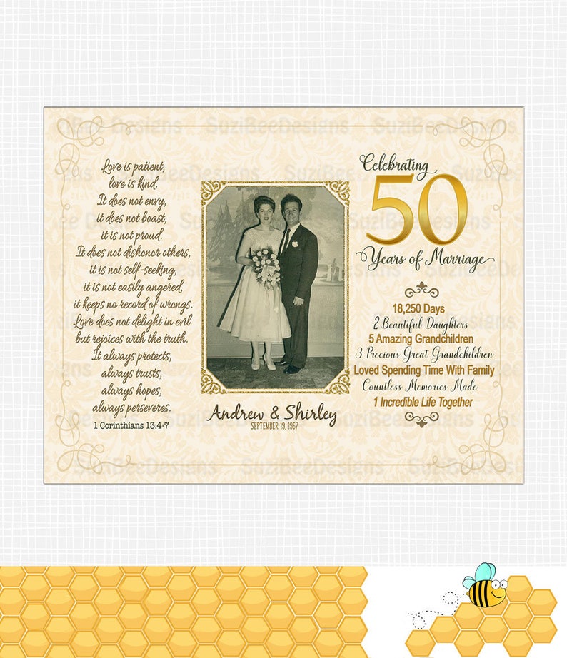 50th Anniversary Gift for Parents Golden Anniversary