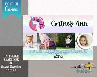 Canva Yearbook Ad, Dance Ad, Yearbook Template, Senior Ad, Half Page Ad, High School Ad, Middle School, Elementary, Preschool