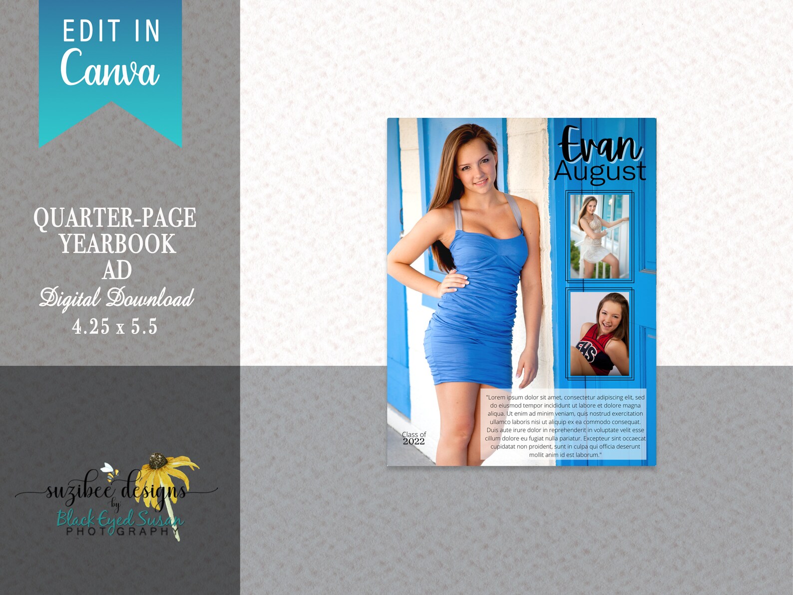 Canva Yearbook Ad Senior Yearbook Ad Senior Ad Quarter Page | Etsy