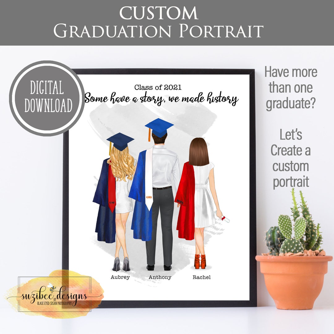 Custom Graduation Portrait Class of 2021 Multiple Family - Etsy