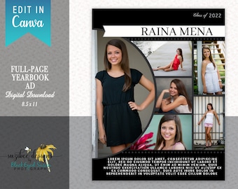 Canva Senior Yearbook Ad, Yearbook Template, Tribute Ad, Full Page Ad, High School Ad, Middle School Ad, Elementary Ad, Preschool Ad, Ads