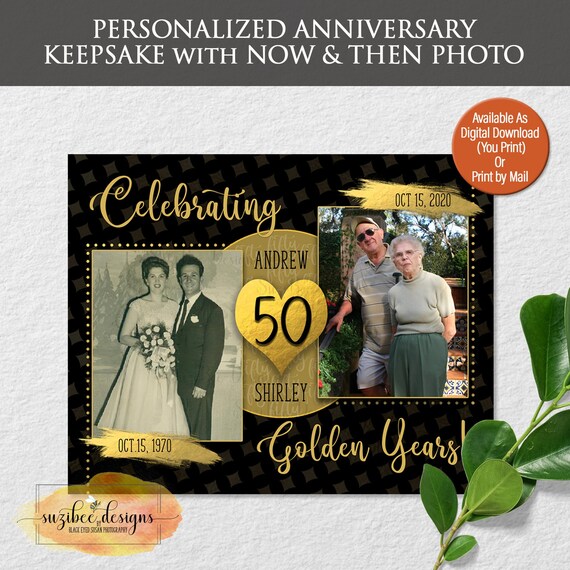 50th Anniversary Gifts 50th Wedding Anniversary 50th Anniversary Gifts for Parents Golden Anniversary 1970 Now Then Gift Ideas Etsy