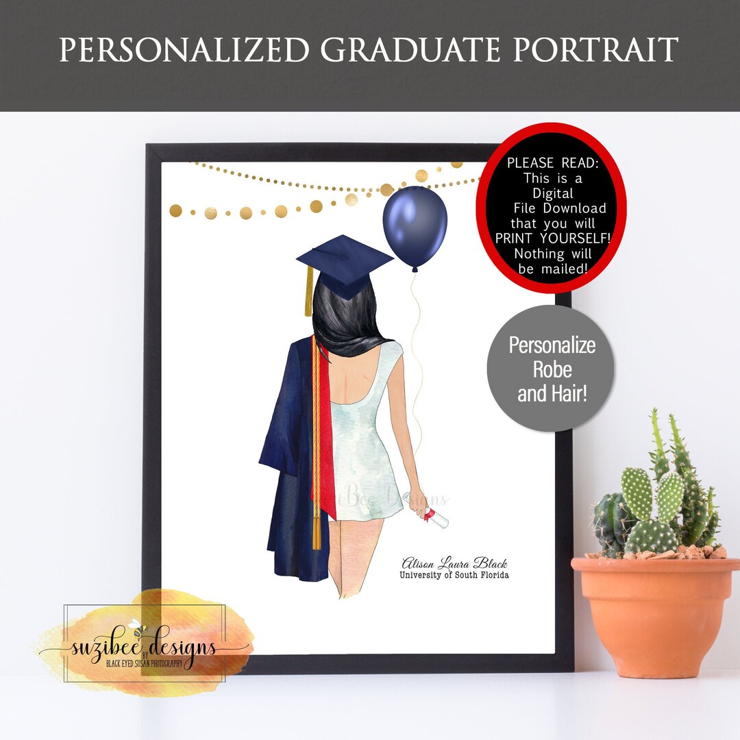 Graduation Portrait Print Graduation Gift Customized Class - Etsy