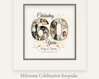 60th Anniversary Photo Collage, Custom Diamond Keepsake (Digital Download)