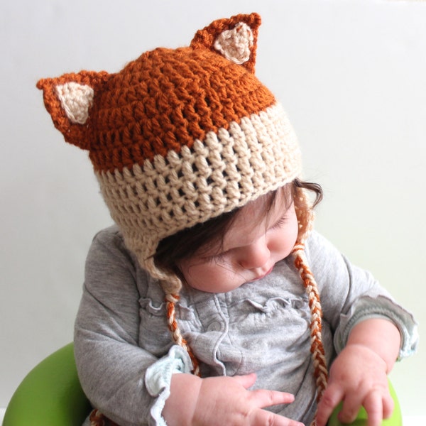 Crochet Fox Hat for Baby or Child