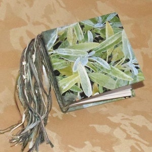 Journal/Blank book. Tied binding. Use as scrapbook, memory book, address book. This one is &quot;Dusty Sage&quot;.