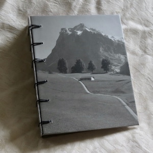 Address Book, Unlined, Belgium Stitch. Recycling old books or calendars. This one is called &quot;Gray Landscape&quot;