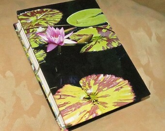 Art Journal/Blank book. Handmade, Coptic stitch, sewn binding. Use as an art journal, scrapbook, notebook, diary. This one is "Pink Lily"