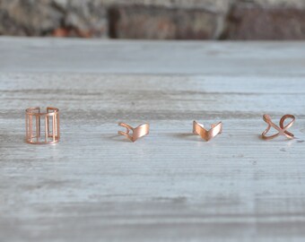 Anillos de cobre rosa geometricfiligy