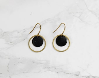 Orecchini geometrici filigrana cerchio nero & oro