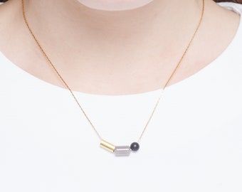 Geometric filigree necklace precious stones Tubes