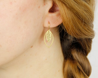 Geometric Filigree Earrings Lotus Sheet Brass