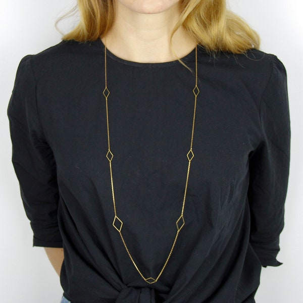 Geometric chain long forms brass