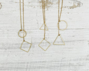 Geometric chain long double brass shapes