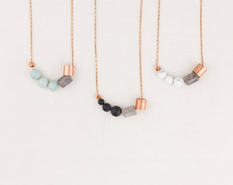 Geometric chain long marble copper asymmetric long