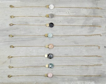 Brass Bracelet Geometric Gemstone Hexagon
