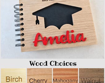 Personalized 2026 Grad Party Guestbook, Custom Wood High School Graduation Advice Book, Class of 2026 College Memory Book for Photos