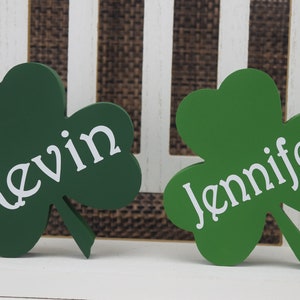 Personalized Shamrock | St Patricks Day Tiered Tray Decor | Lucky 3 Leaf Clover Shelf Sitter |  Green Irish Decorations | Custom Sign Gift