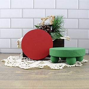 Set of 2 Christmas Round Wood Risers for Tiered Tray Decor Small ...