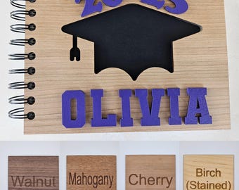 2026 Custom Graduation Party Guestbook, Personalized Graduation Advice Book for High School College Grads, Class of 2026 Wooden Guest Book