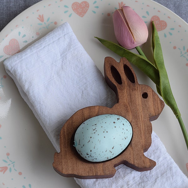 Wood Bunny Easter Egg Holder | Easter Table Decor | Easter Party Favors | Wooden Easter Bunny Egg Holder | Wood Egg Cup | Easter Egg Stand