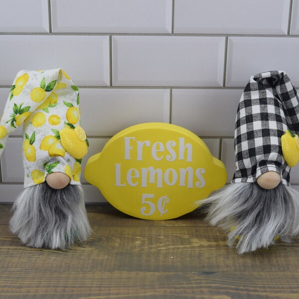 Lemon Gnome | Mini Gnome for Summer Decor | Tiered Tray Gnome | Kitchen Gnome for Yellow Tier Tray Decor | Farmhouse Gnome |  Yellow Gnome