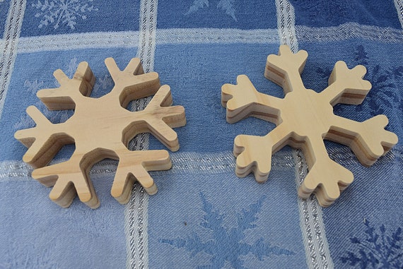 Set of 2 Unfinished Wood Snowflakes for Tiered Tray DIY Free Standing 4  Wooden Snowflakes Christmas DIY Unpainted Wood Shapes Cutouts 