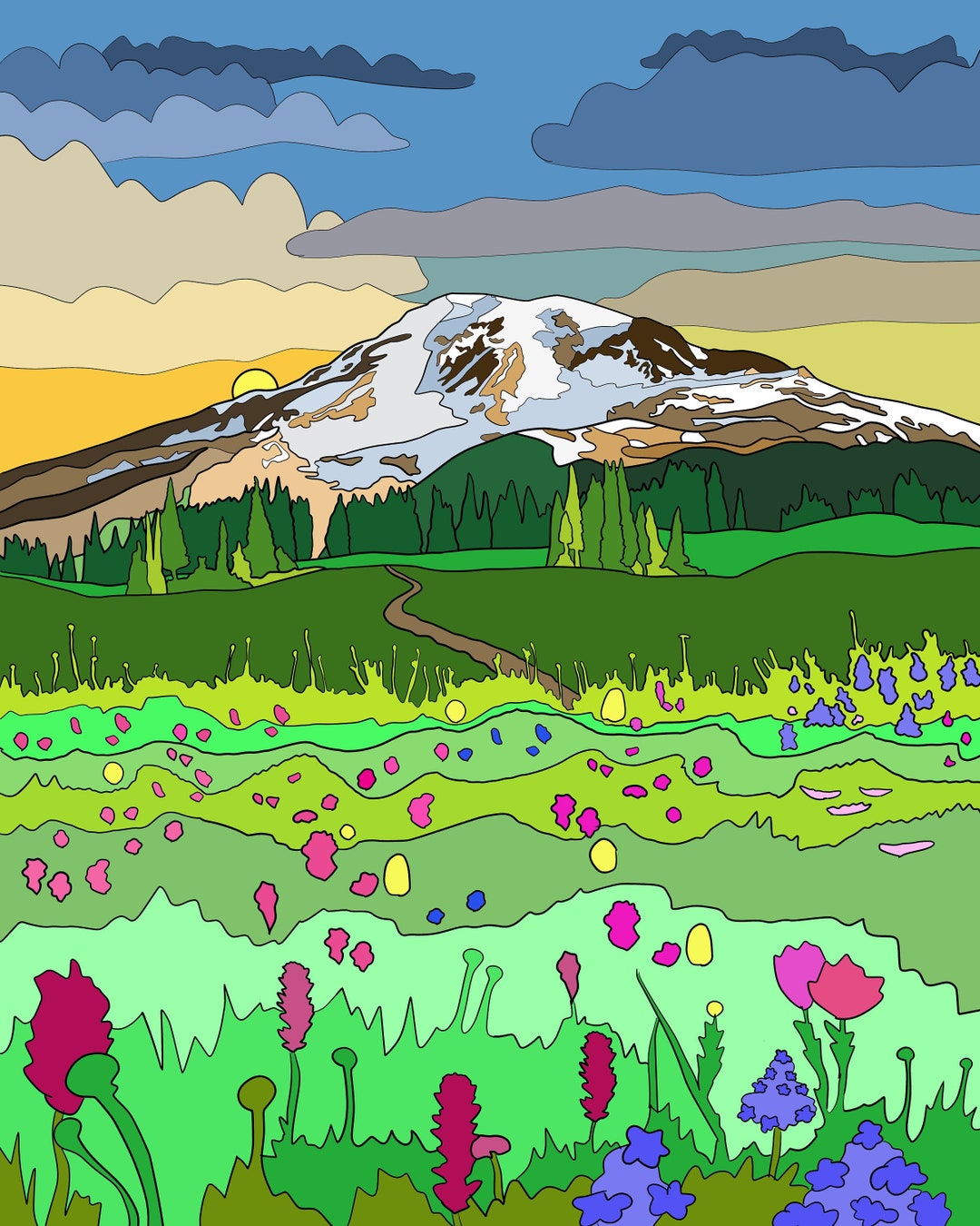 Mount Rainier Art Print Digital Art 8x10 Print Original Etsy