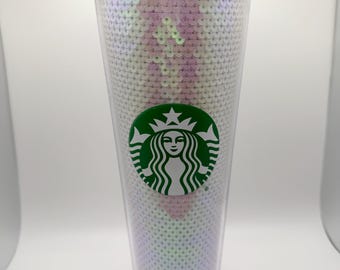 Holiday 2020 White Sequin Iridescent Starbucks Tumbler Venti