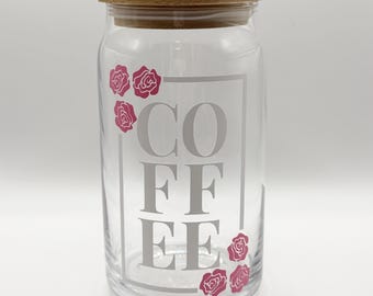 COFFEE & Roses Glass Coffee Beer Cup