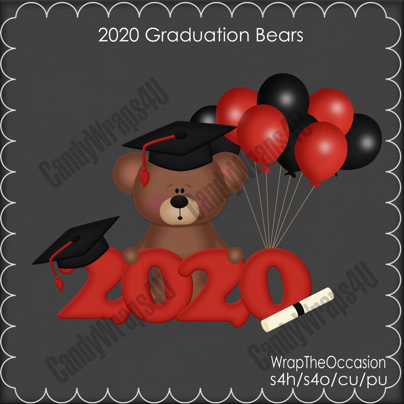 20202024 Red/Black Graduation Bears Clipart Etsy España
