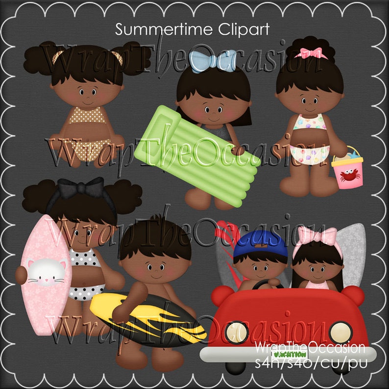 Summertime Fun AA Kids Set2 CU Clipart image 1