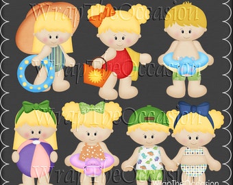 Summertime Fun Blonde Kids Set1 - CU Clipart