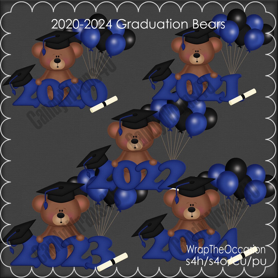 20202024 Blue/black Graduation Bears Clipart Etsy