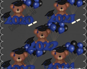 2020-2024 Blue/Black Graduation Bears Clipart