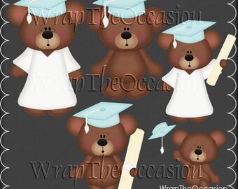 Cliparts de Graduation turquoise/blanc ours