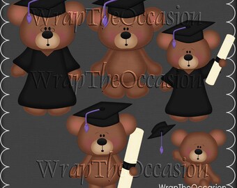 Graduation de Purple/Black Bears Clipart