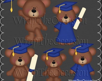 Yellow/Blue Graduation Bears Clipart