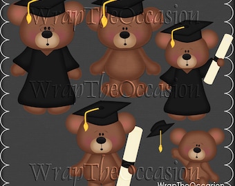 Yellow/Black Graduation Bears Clipart