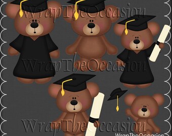 Clipart ours Graduation jaune/noir