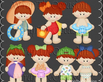 Summertime Redhead Fun Kids Set1 - CU Clipart