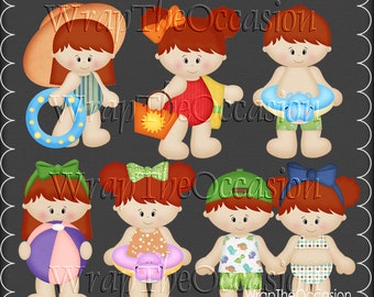 Summertime Fun Redhead Kids Set1 - CU Clipart