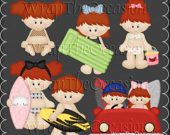 Summertime Redhead Fun Kids Set2 - CU Clipart
